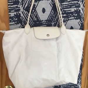 Long Champ Waxed Canvas Equestrian Pliage tote